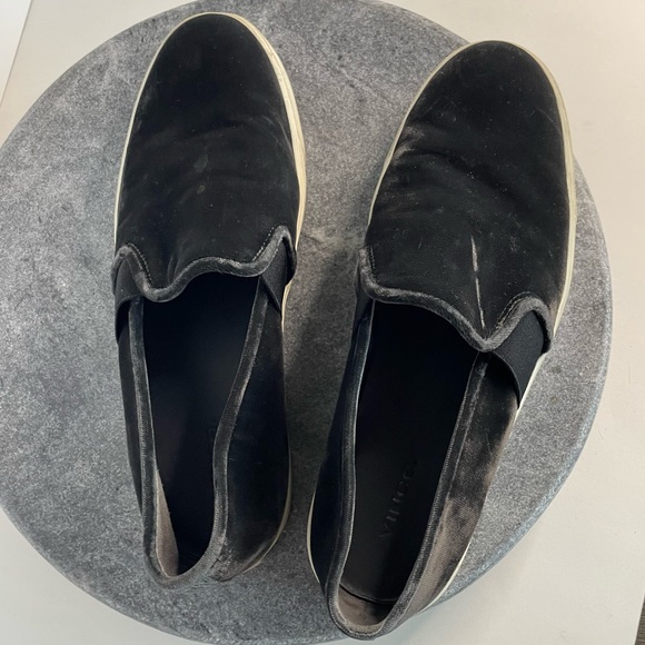 Vince. Preston Black Velvet Slip On Sneakers Shoes 8 - Picture 7 of 14